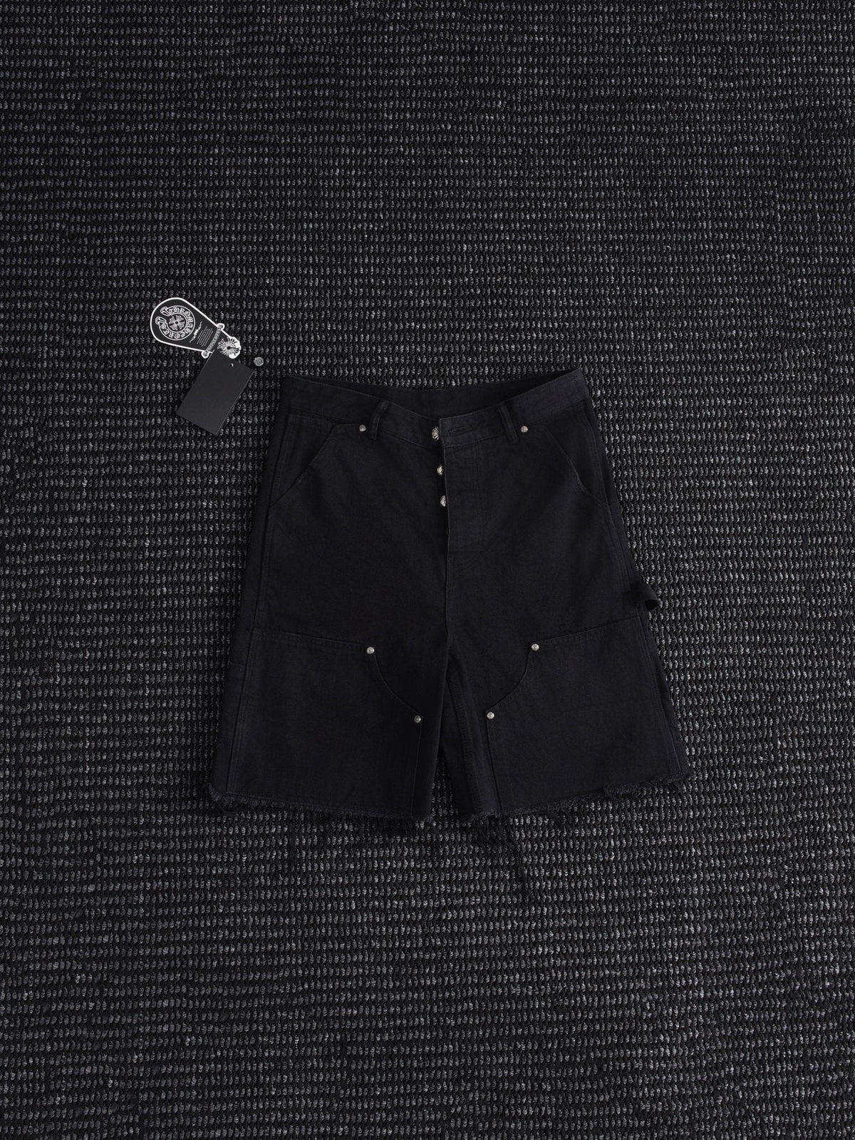 Chrome Hearts Black Graphic Appliqué Denim Cargo Shorts