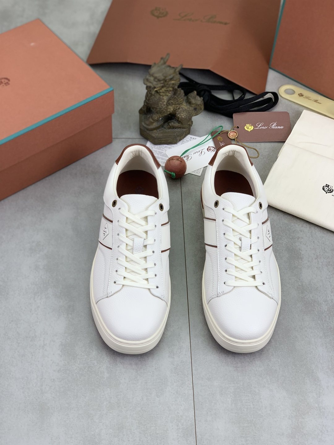 Loro Piana Low-Top Sneakers with Brown Accents
